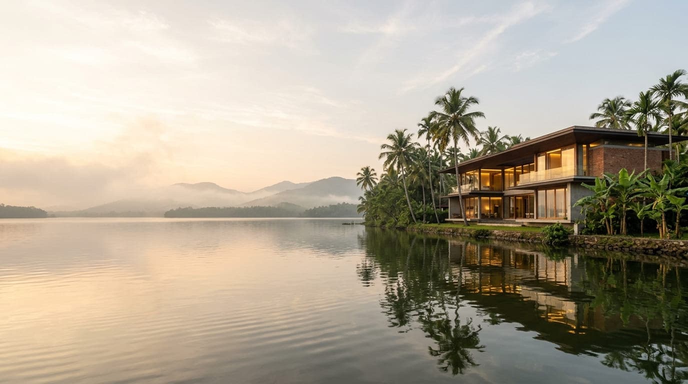 Kerala backwaters and modern tropical architecture