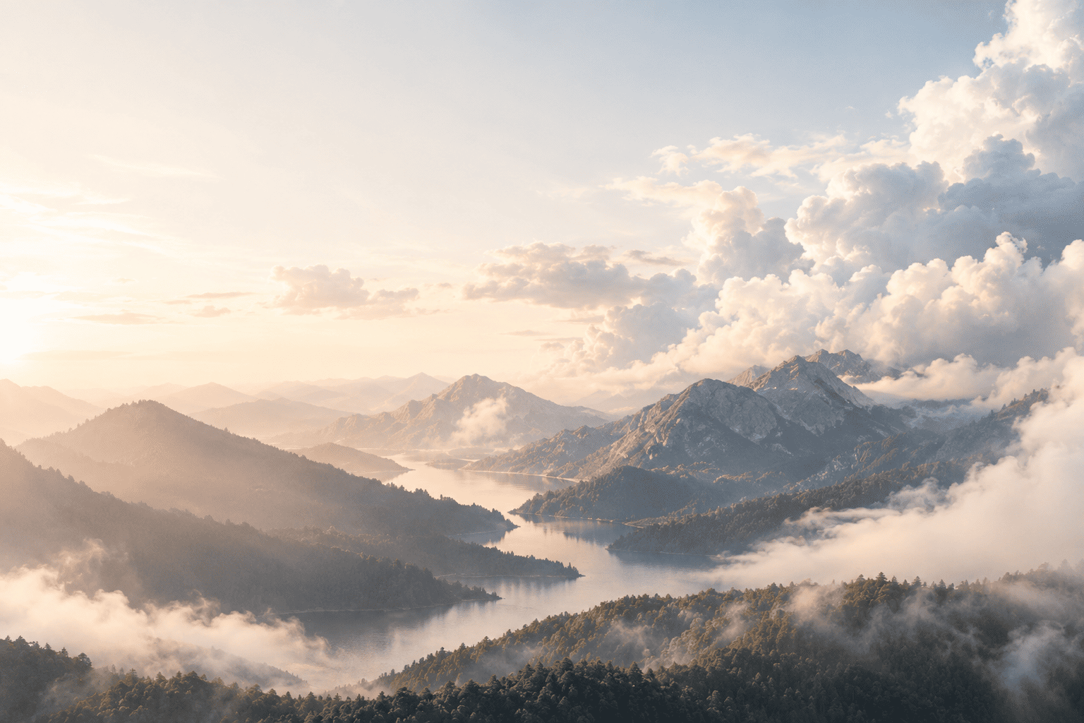 Kerala mountain landscape mist