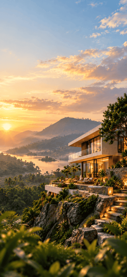 Kerala Home Builders luxury contemporary villa in Kerala hills